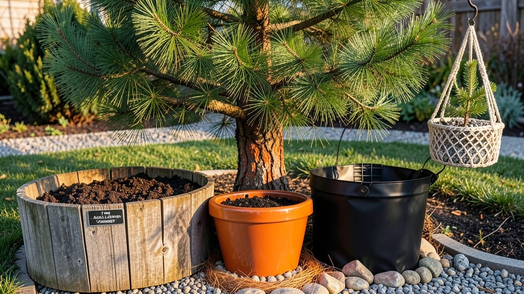 Pine Tree Planters: Year-Round Privacy With Graceful Branching Layers