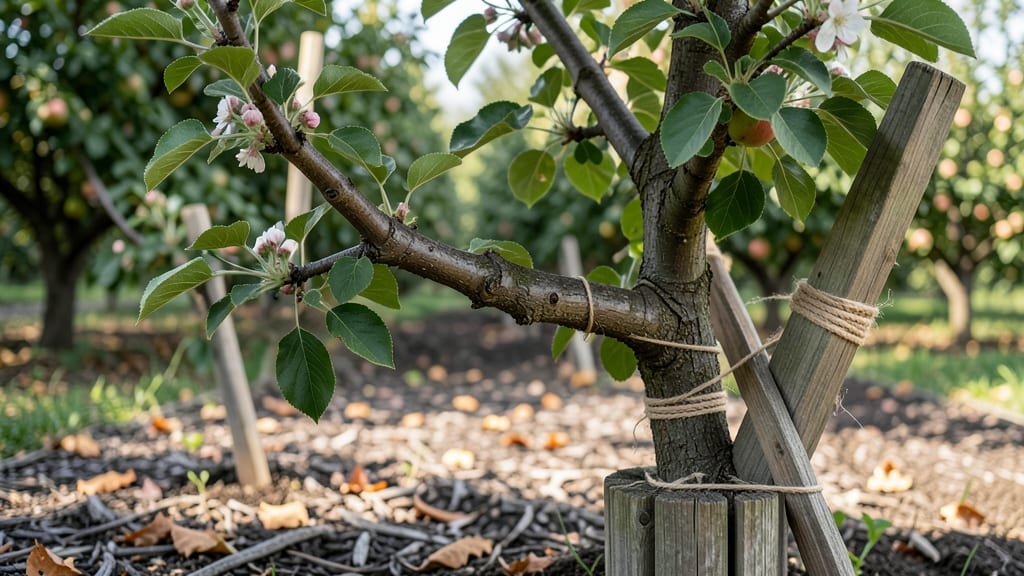 Apple Tree Branch Support: Sturdy Stakes and Spreaders for Strong Growth