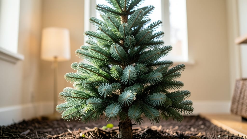 Dwarf Blue Spruce With Solar-Powered Fairy Lights