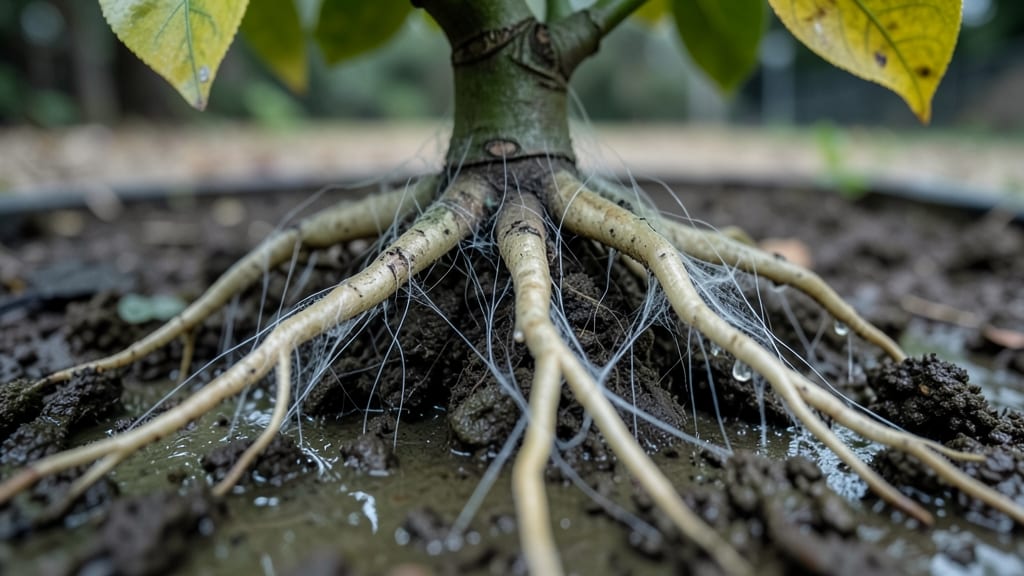 Root Rot Causing White Fungal Growth