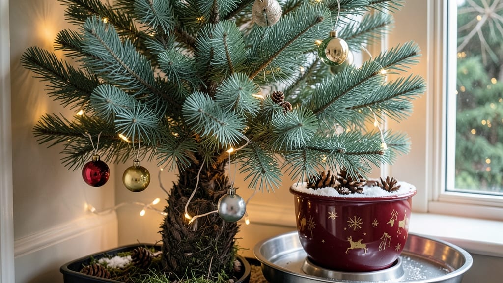 Christmas Tree in Flower Pot: Year-Round Holiday Charm in Compact Style