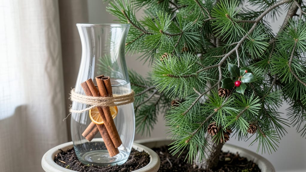 Christmas Tree Branches in Vase: Rustic Holiday Centerpiece With Evergreen Elegance