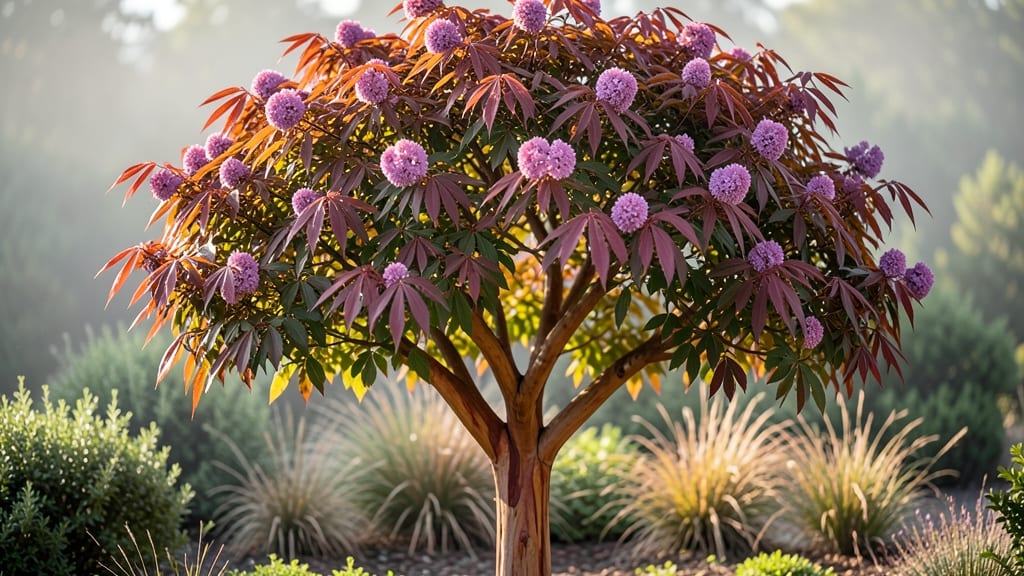 Tree with Purple Cluster Flowers: Elegant Year-Round Privacy Screen
