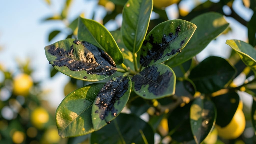 Sooty Mold on Honeydew-Infested Trees