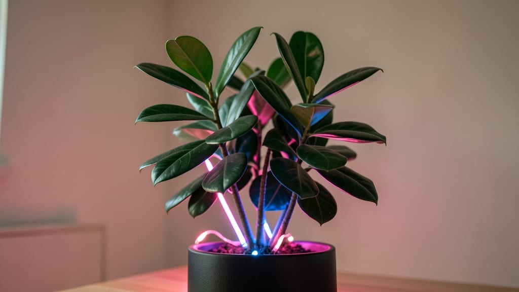 Zamioculcas (ZZ Plant) With Neon Accent Lights