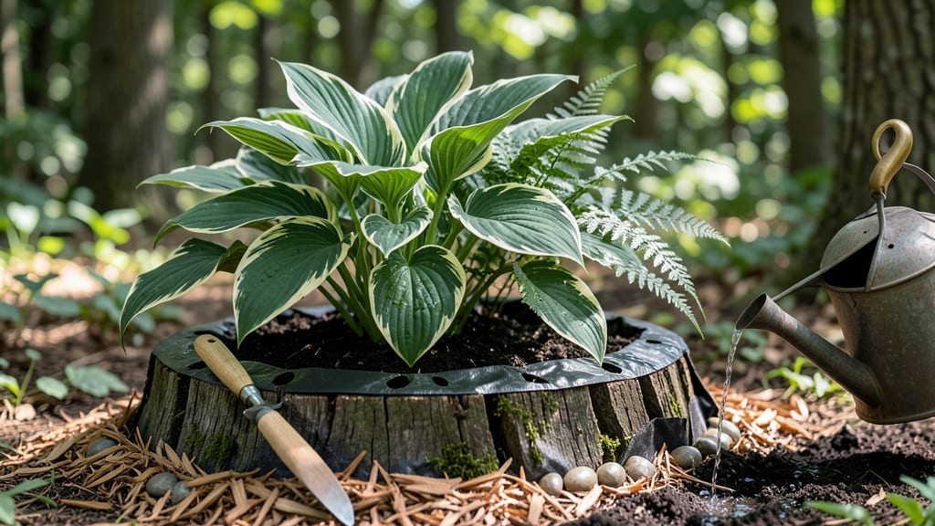 How to Make a Tree Stump into a Planter: Upcycled Rustic Garden Centerpiece